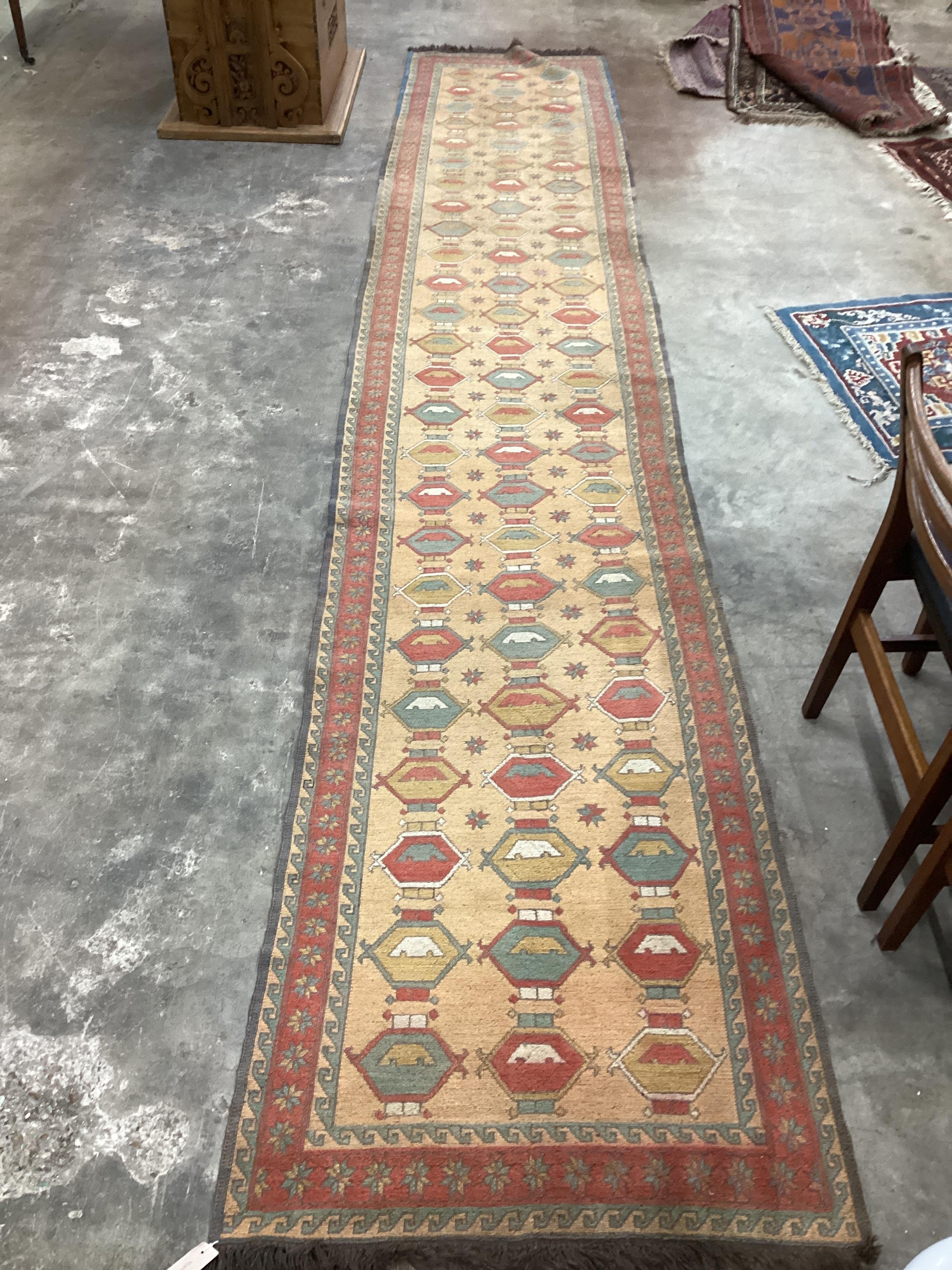 A Caucasian flatweave runner, 453 x 87cm